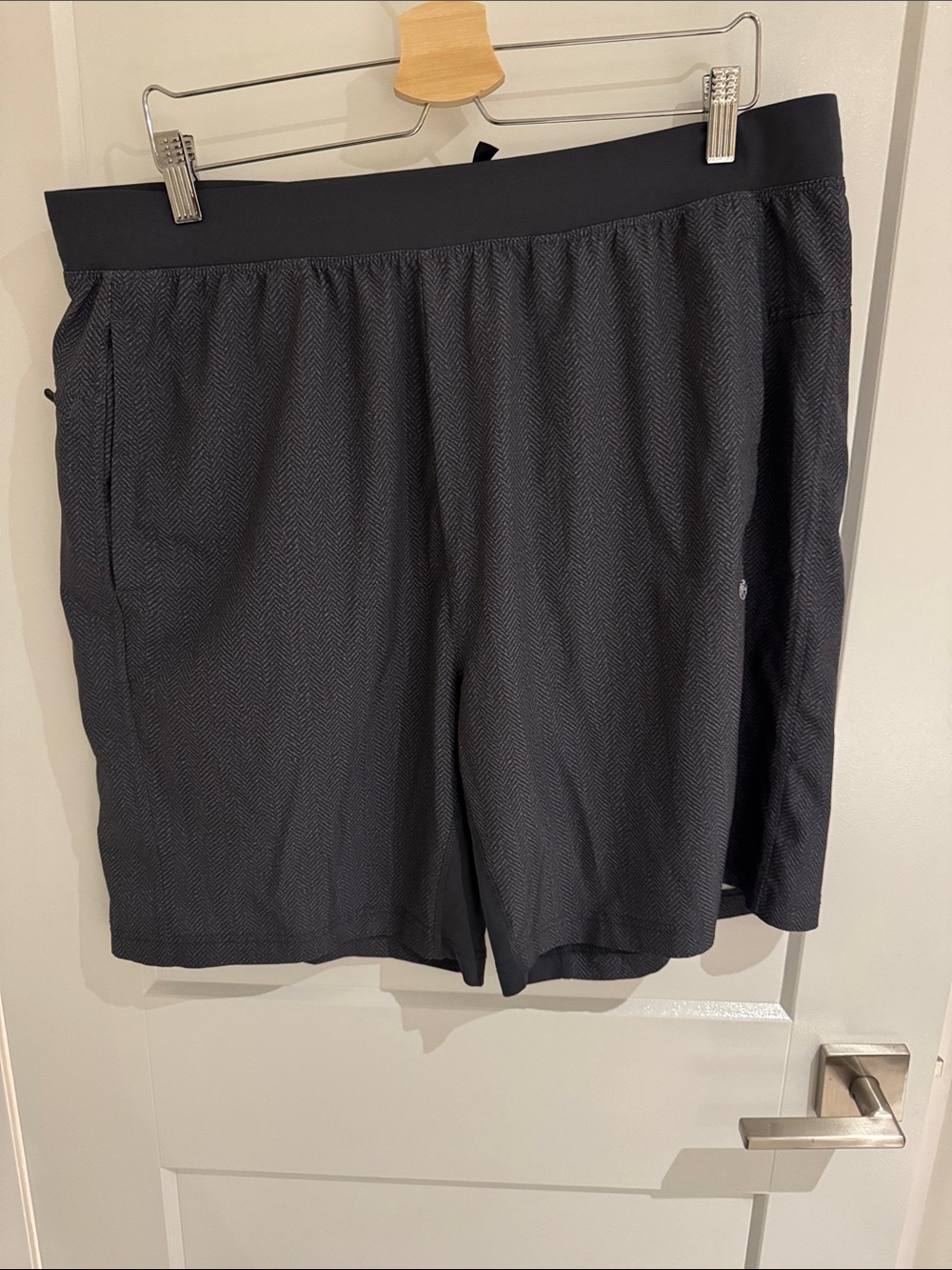 GAIAM Men's Dark Gray Athletic Shorts with Subtle Herringbone